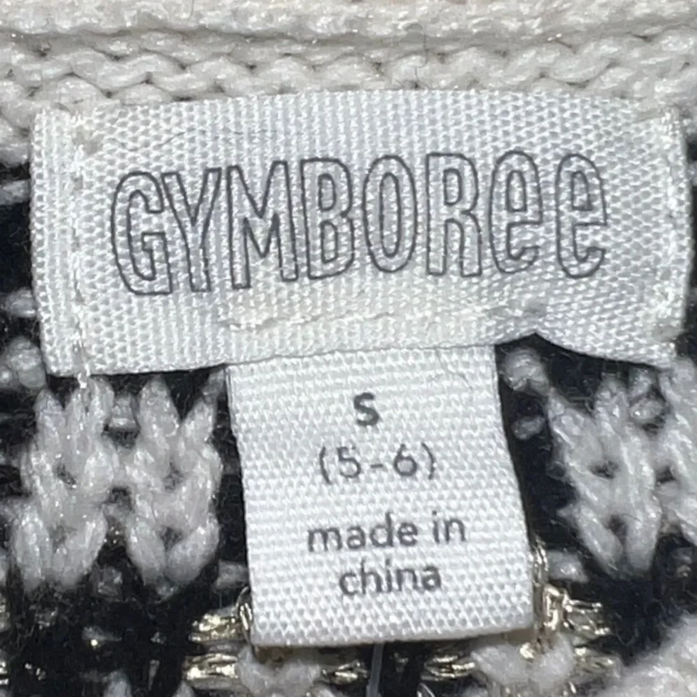 Gymboree Girls Ivory Fair Isle Sweater Tight Knit Black Gold Sparkle Small NWT